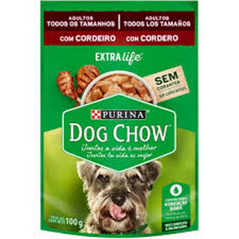 Ração Úmida Nestlé Purina Dog Chow para Cães Adultos Sabor Cordeiro 100g