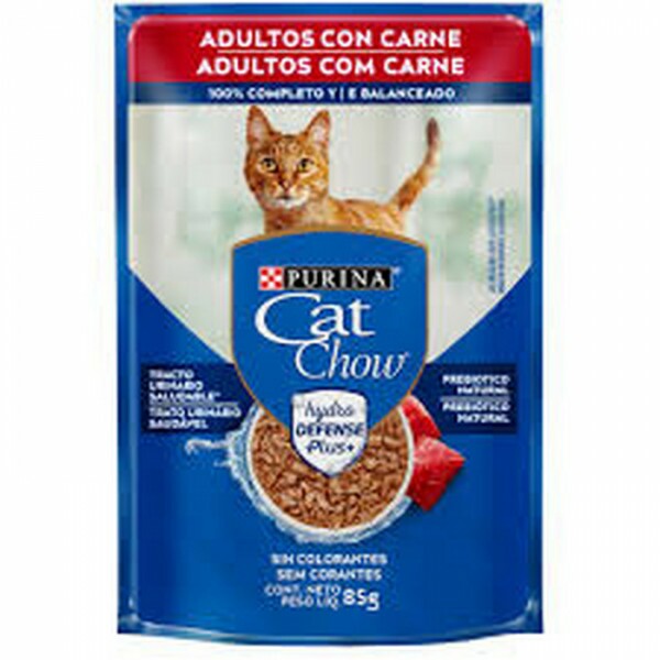 Ração Úmida Cat Chow para Gatos Adultos Sabor Carne 85g