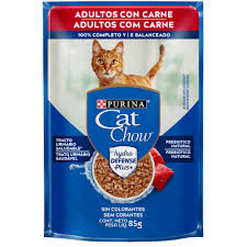 Ração Úmida Cat Chow para Gatos Adultos Sabor Carne 85g