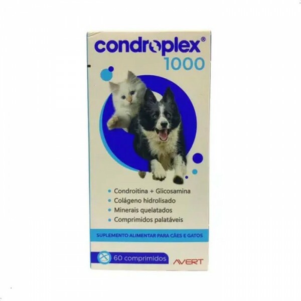 Suplemento Avert Condroplex 1000 com 60 Comprimidos Palatáveis
