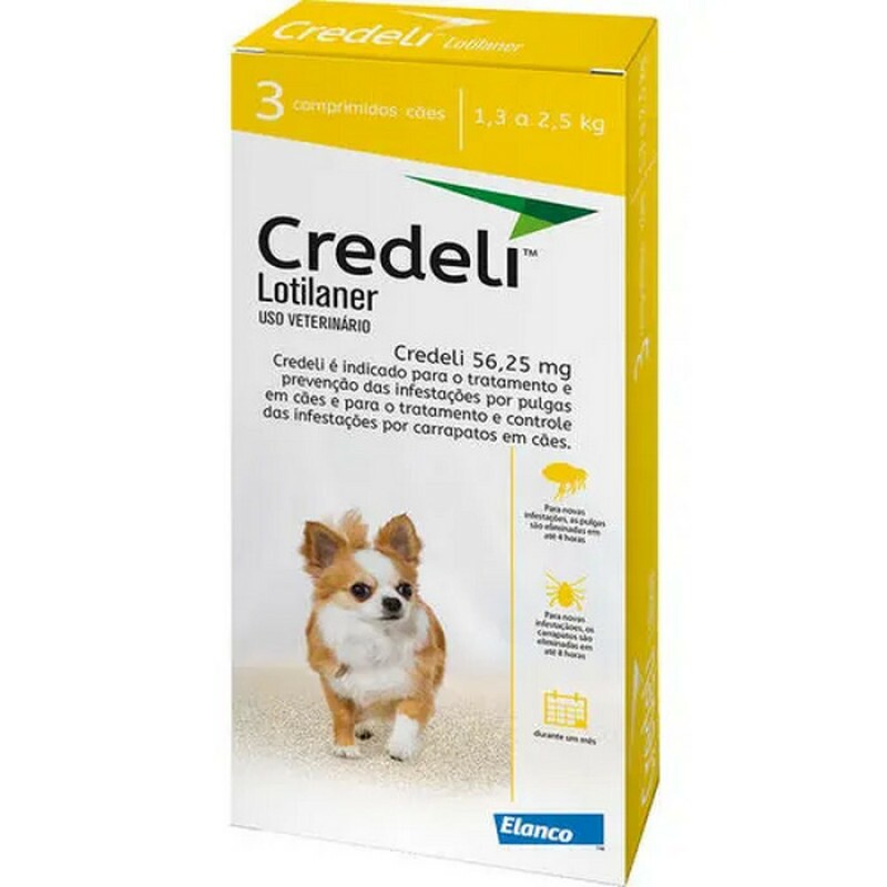 Antipulgas Credeli 56,25mg Cães 1,3 a 2,5 kg 3 comprimido