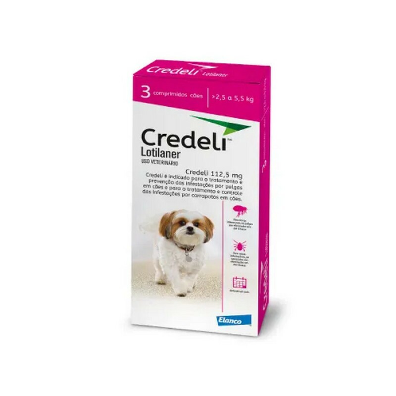 Antipulgas Credeli 112,5mg Cães 2,5 a 5,5kg 3 comprimido
