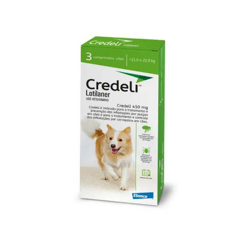 Antipulgas Credeli 450mg Cães 11 a 22kg 3 comprimidos