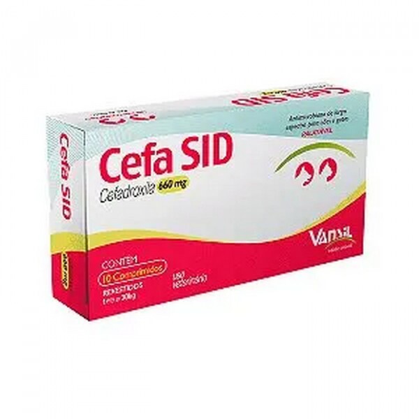 Cefa Sid 660mg Antimicrobiano para Cães e Gatos 10 comprimidos