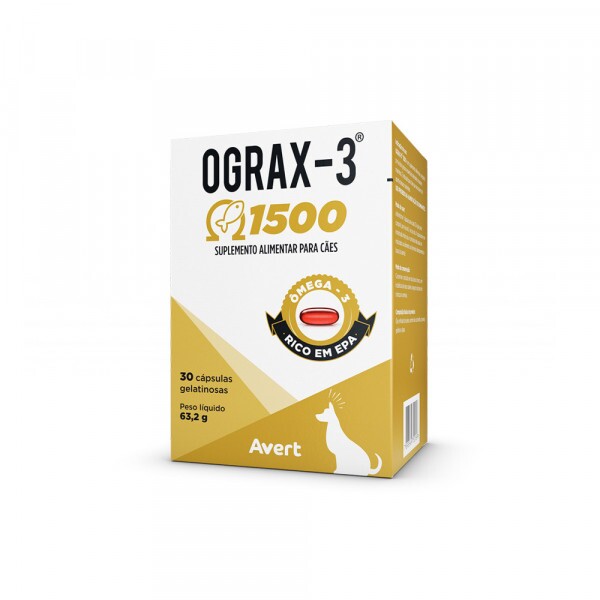 Suplemento Avert Ograx-3 1500mg 30 Cápsulas para Cães