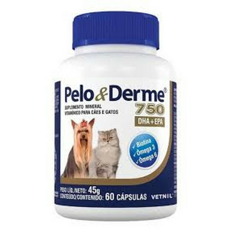 Pelo e Derme 750 DHA + EPA Vetnil 60 Cápsulas