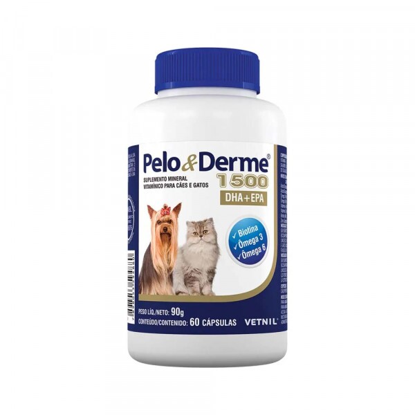 Pelo e Derme 1500 DHA + EPA Vetnil 60 Cápsulas Pelo e Derme 1500 DHA + EPA Vetnil 60 Cápsulas