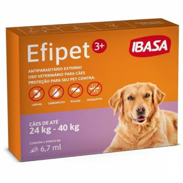 Antipulga e Carrapatos Efipet 3+ 6,7mL para Cães de 24 a 40 kg