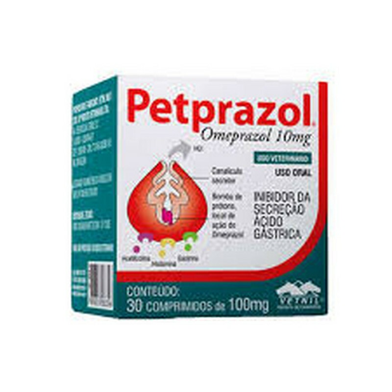 Inibidor de Secreção Ácido-gástrica Petprazol para Cães e Gatos (100MG) 