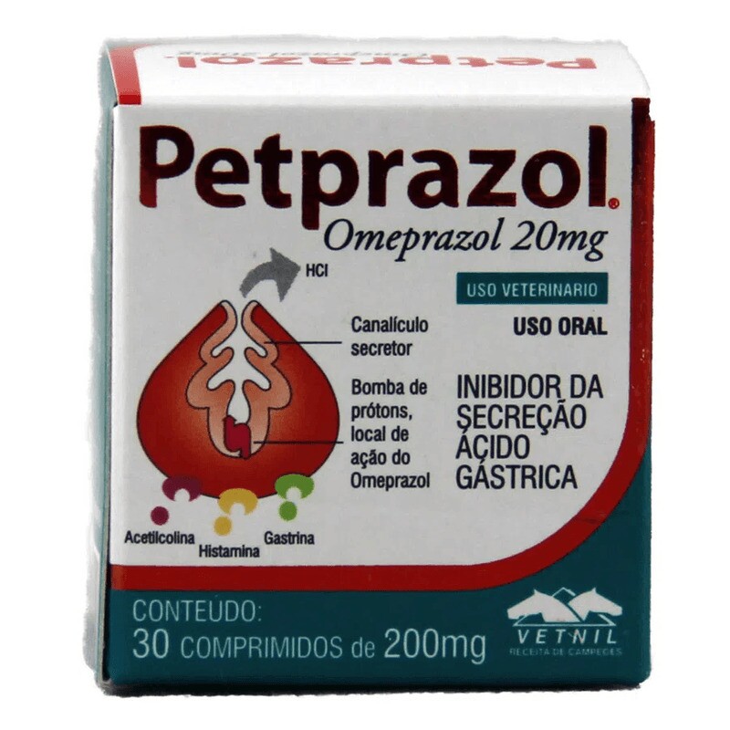 Petprazol 20mg Antiácido para cães e Gatos 30 cápsulas