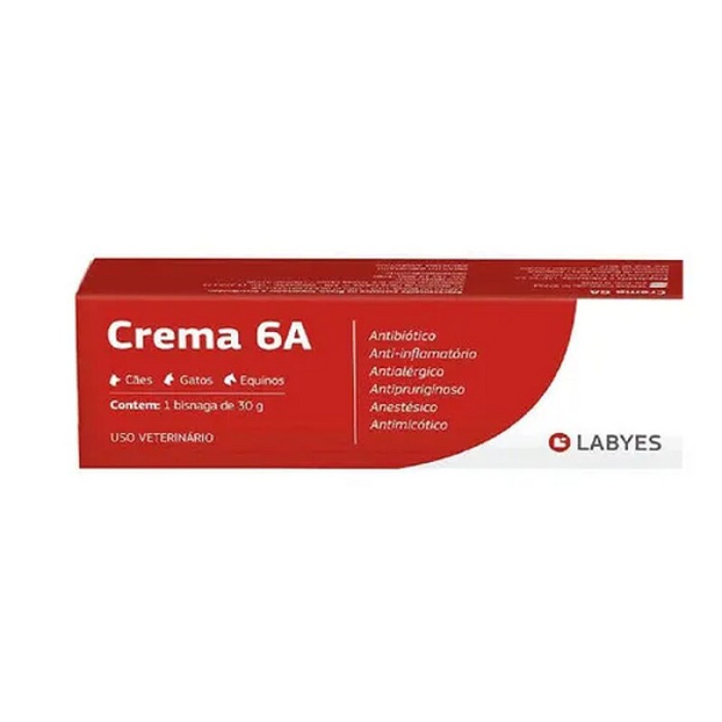 Crema 6A Pomada Dermatológica para Cães e Gatos 30 g