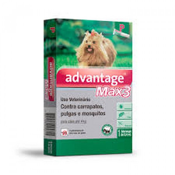 Antipulgas e Carrapatos Advantage Max3 para cães até 4kg 0,4ml