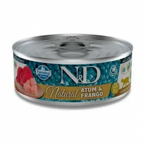 RAÇÃO ÚMIDA N&D GATOS LATA NATURAL ATUM E FRANGO 80G
