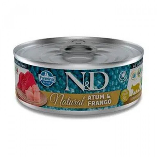 RAÇÃO ÚMIDA N&D GATOS LATA NATURAL ATUM E FRANGO 80G