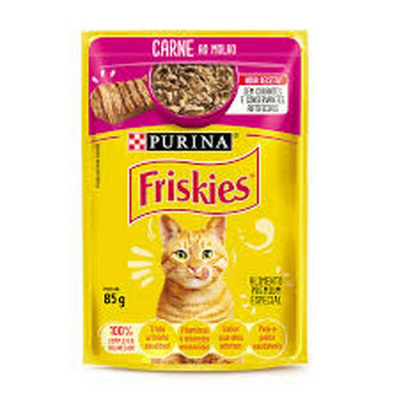 Ração Úmida Friskies Sachê para Gatos sabor Carne ao Molho 85g