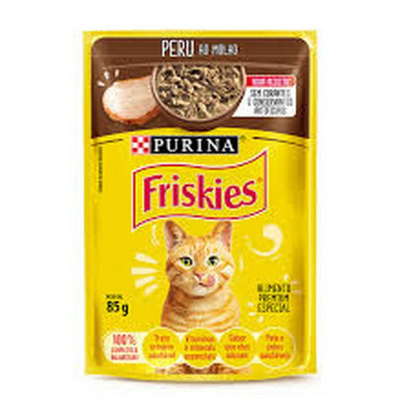 Ração Úmida Friskies Sachê para Gatos Adultos Sabor Peru ao Molho - 85g