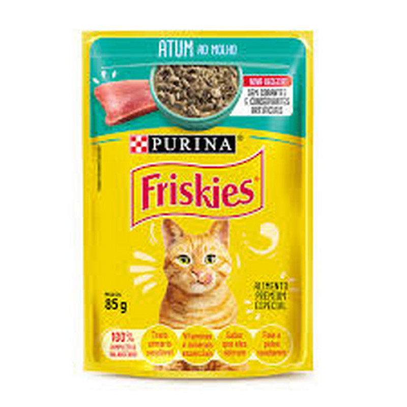 Ração Úmida Friskies Sachê para Gatos Adultos Sabor Atum ao Molho - 85g