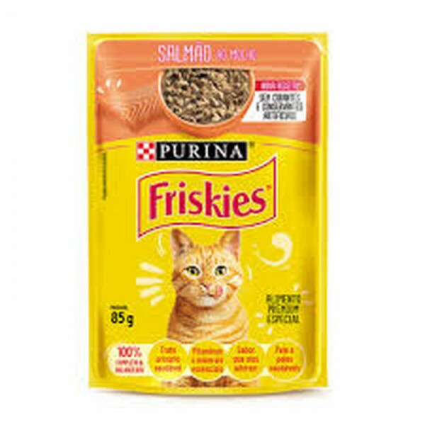 Ração Úmida Friskies Sachê para Gatos Adultos Sabor Salmão ao Molho - 85g