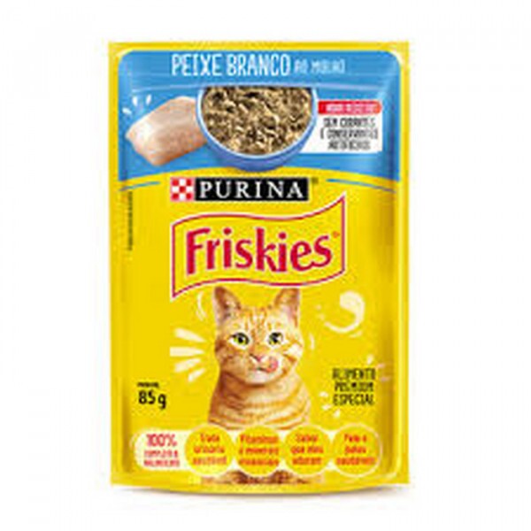Ração Úmida Friskies Sachê para Gatos Adultos Sabor Peixe ao Molho - 85g
