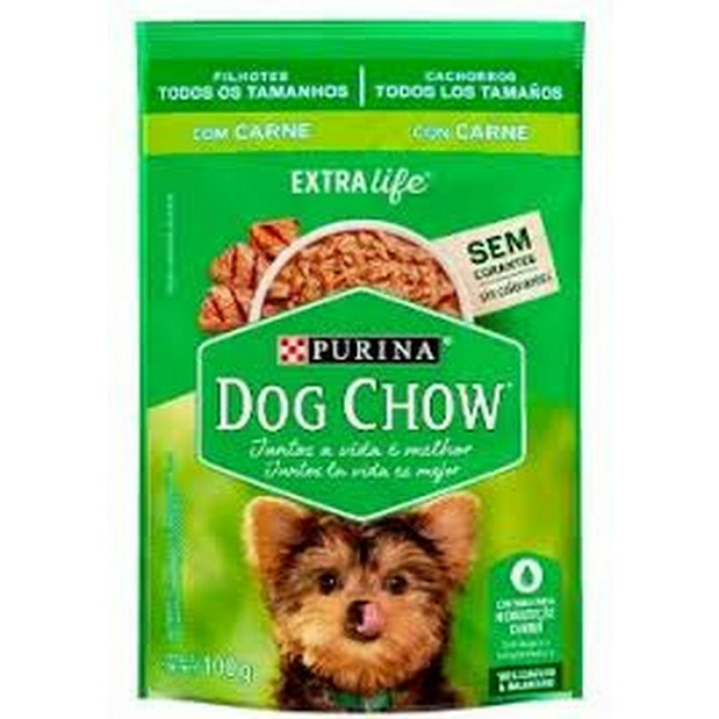 Ração Úmida Dog Chow Sabor Carne para Cães Filhotes - 100g