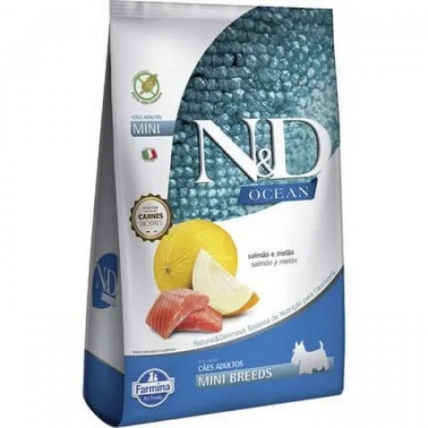 Ração N&D Ocean para Cães Adultos de Porte Mini Sabor Salmão e Melão 800G