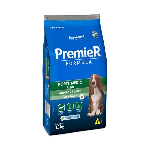 Ração Premier Fórmula Light para Cães Adultos Sabor Frango - 15kg