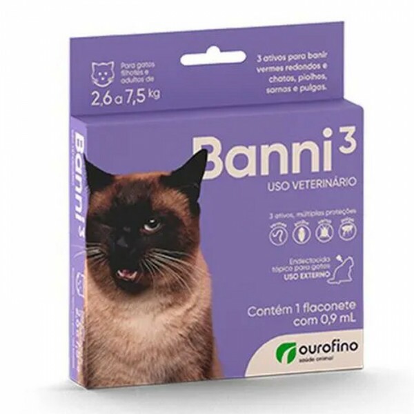 Banni 3 Antipulgas para Gatos de 2,6kg a 7,5kg 0,9 ml