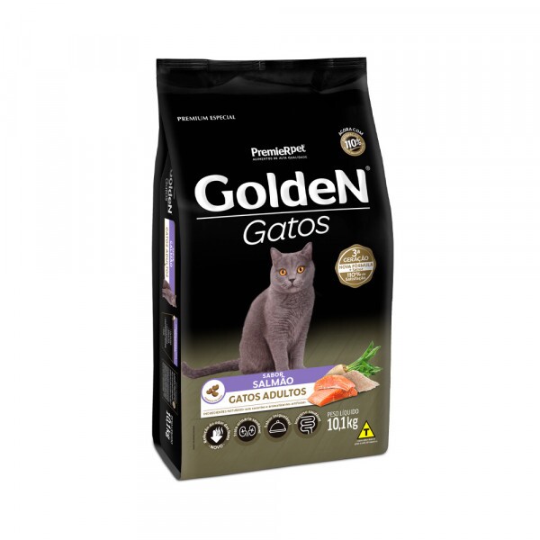 Ração Golden para Gatos Adultos Sabor Salmão 10,1 KG