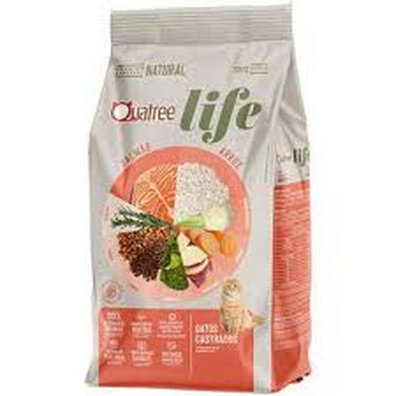 Ração Quatree Life para Gatos Castrados Sabor Salmão e Arroz 3KG