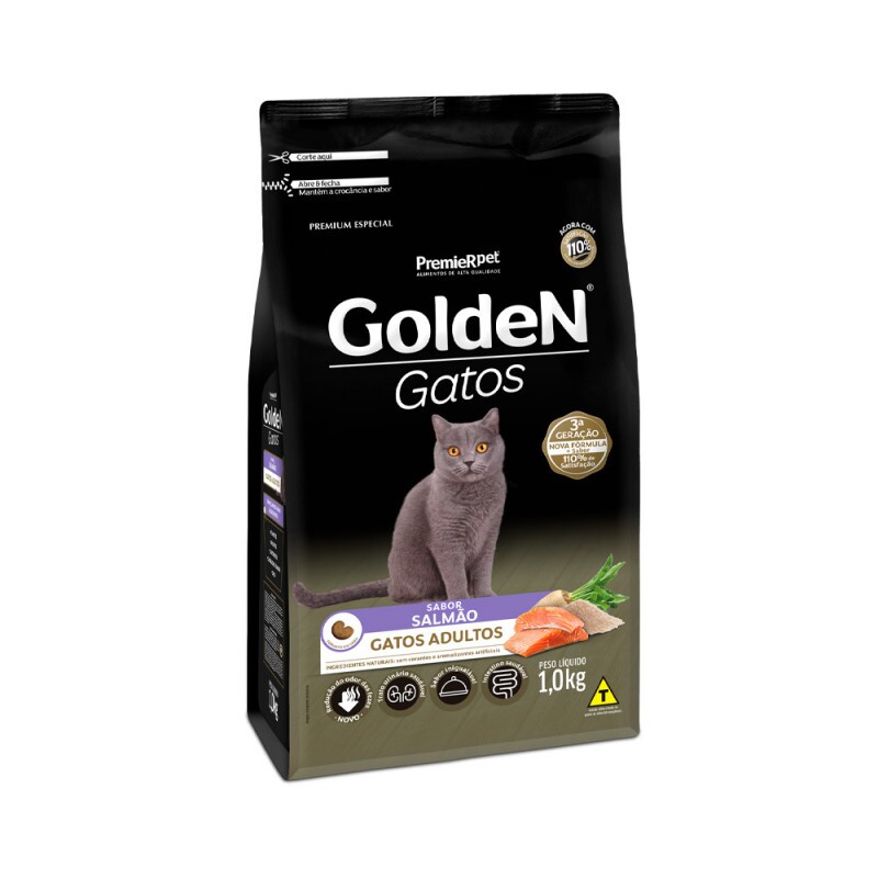 Ração Golden para Gatos Adultos Sabor Salmão 1KG