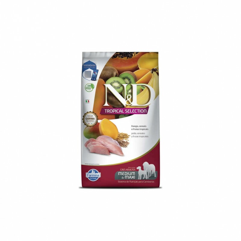 Ração N&D Tropical Selection Cães Adultos Medium e Maxi Frango 2 kg + 