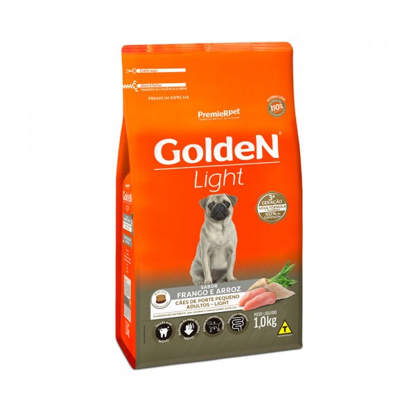 Ração Golden Fórmula Light Mini Bits para Cães Adultos de Porte Pequeno Sabor Frango e Arroz 1KG