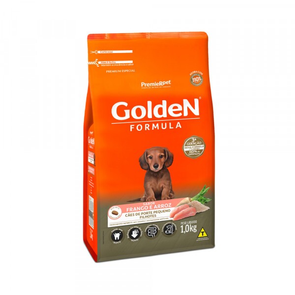 Ração Golden Fórmula Mini Bits para Cães Filhotes de Porte Pequeno Sabor Frango e Arroz 1KG