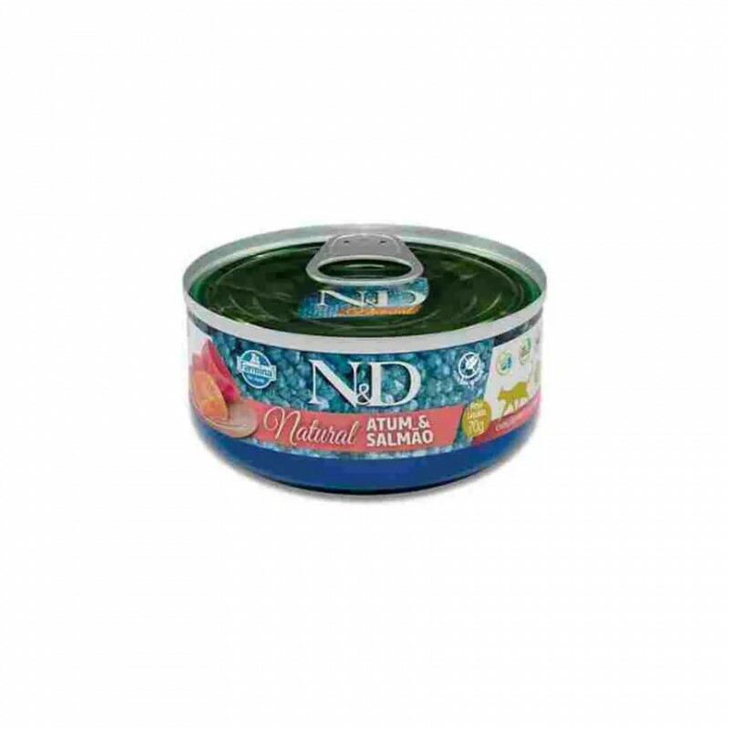 Ração Úmida N&D Natural Gatos Adultos Atum e Salmão 70 g