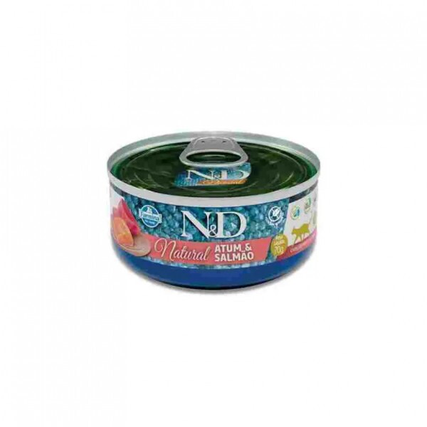 Ração Úmida N&D Natural Gatos Adultos Atum e Salmão 70 g