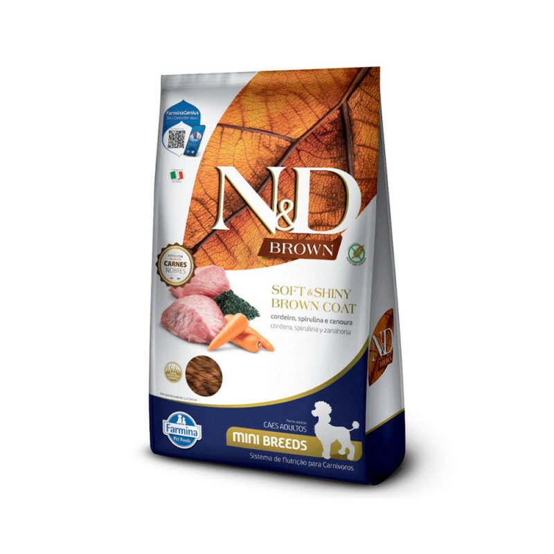 Ração Farmina N&D Brown para Cães Adultos de Porte Mini Sabor Cordeiro, Spirulina e Cenoura 2 kg