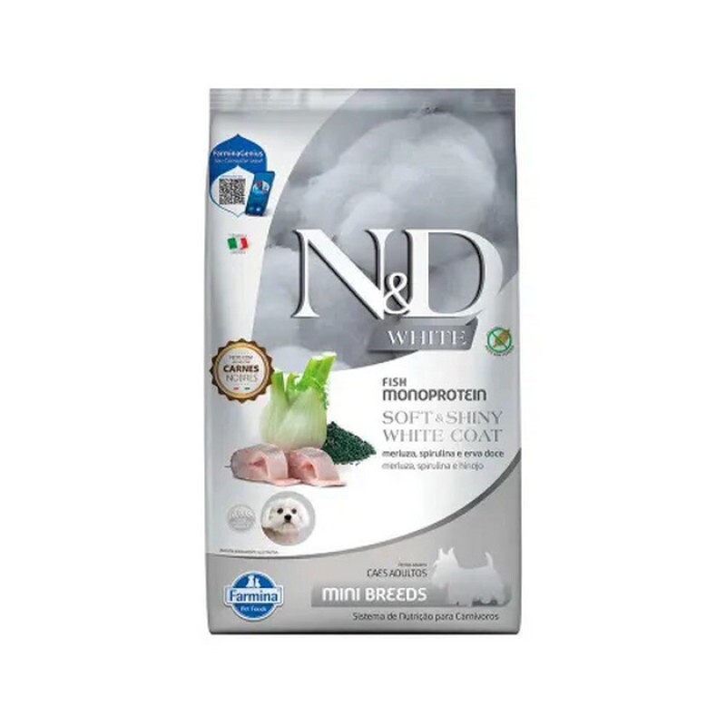 Ração Farmina N&D White para Cães Adultos de Porte Mini Sabor Merluza, Spirulina e Erva Doce 2 kg
