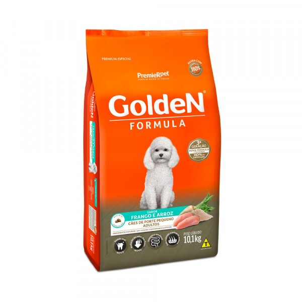Ração Golden Fórmula Mini Bits para Cães Adultos de Porte Pequeno Sabor Frango e Arroz 10,1 KG