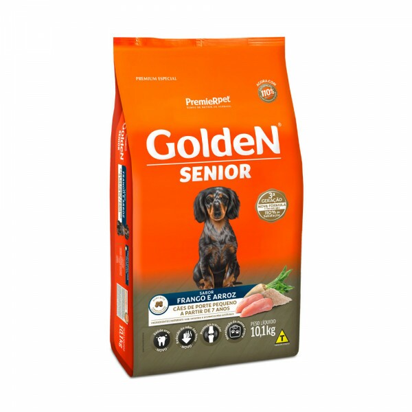 Ração Golden Fórmula Mini Bits para Cães Senior de Porte Pequeno Sabor Frango e Arroz 10,1 KG