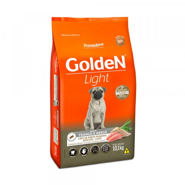 Ração Golden Fórmula Light Mini Bits para Cães Adultos de Porte Pequeno Sabor Frango e Arroz 10,1 KG
