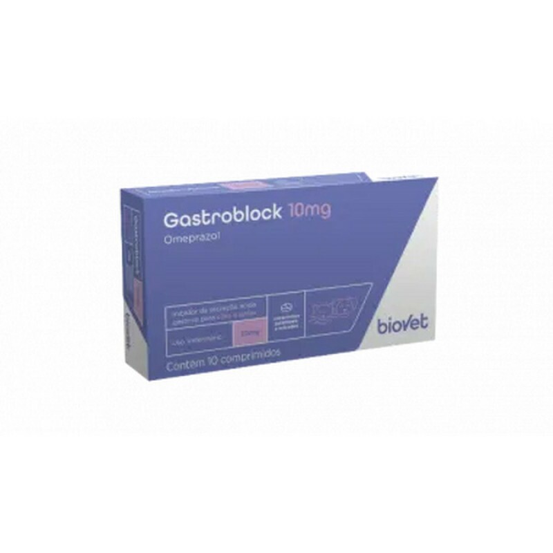 Antiácido Biovet Gastroblock 10mg para Cães e Gatos com 10 Comprimidos