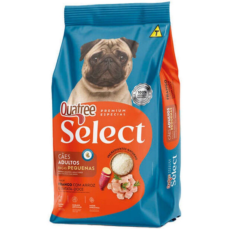 ação Seca Quatree Select Frango e Arroz Cães Adultos Raças Pequenas 10.1KG