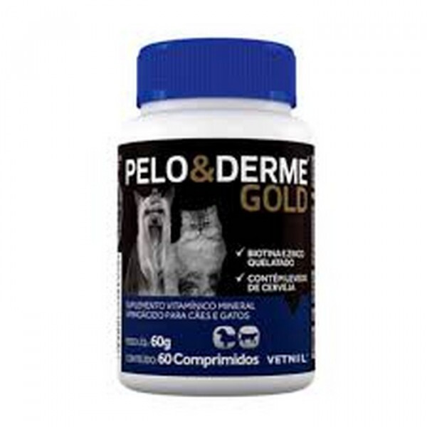 Pelo e Derme Gold Cães e Gatos Vetnil 60 Comprimidos