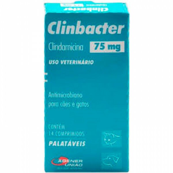 Clinbacter 75mg Agener União 14 comprimidos para Cães e Gatos