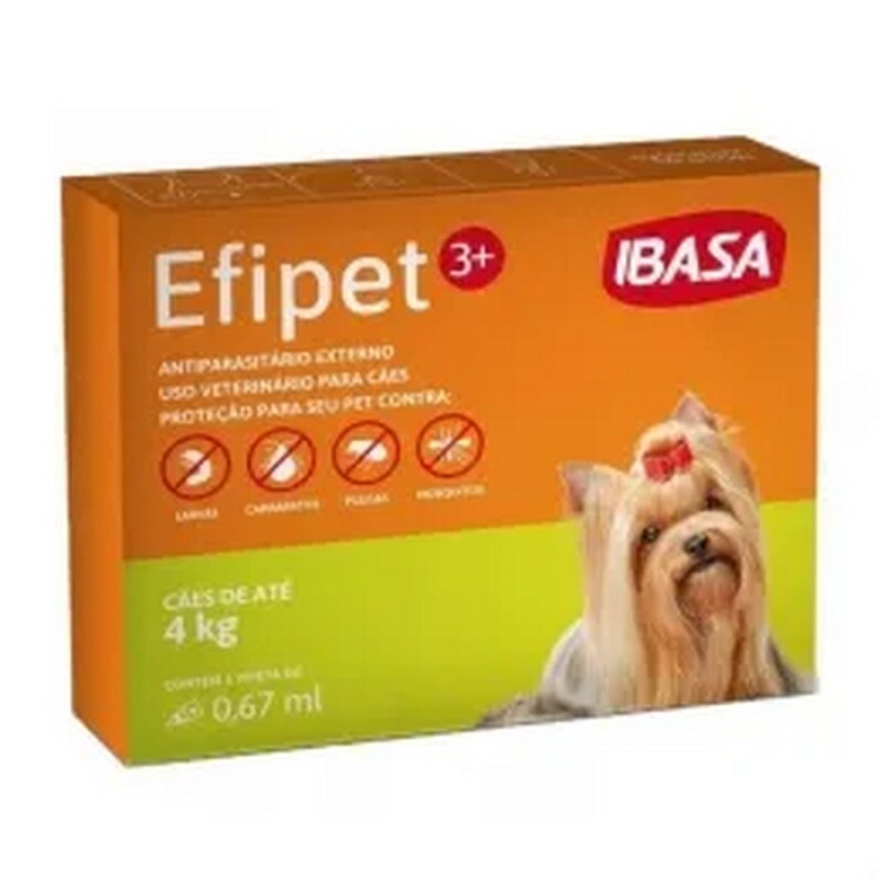 Antipulga e Carrapatos Efipet 3+ 0,67mL para Cães de Até 4 kg