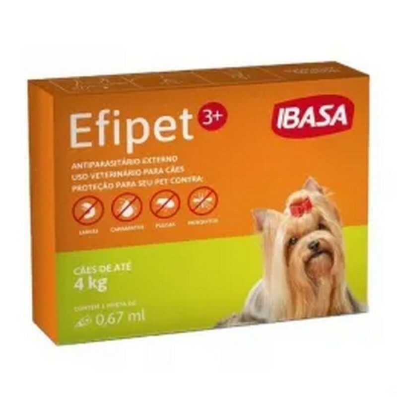 Antipulga e Carrapatos Efipet 3+ 0,67mL para Cães de Até 4 kg