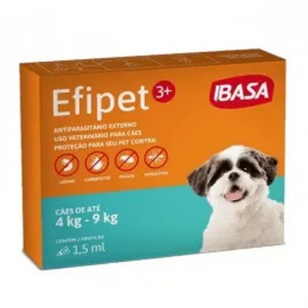 Antipulga e Carrapatos Efipet 3+ 1,5mL para Cães de 4 a 9 kg