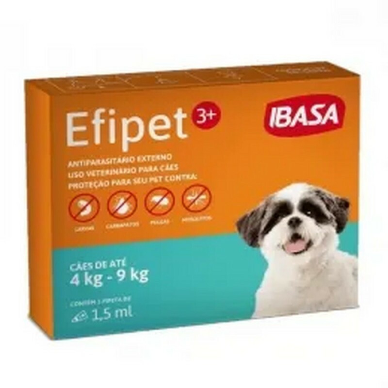 Antipulga e Carrapatos Efipet 3+ 1,5mL para Cães de 4 a 9 kg
