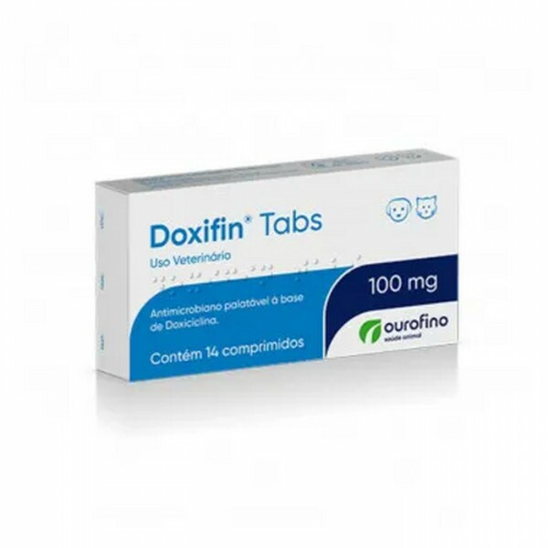 Doxifin Tabs 100mg Antimicrobiano para Cães e Gatos 14 comprimidos