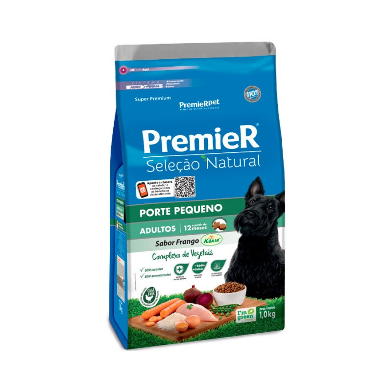 Ração Premier Seleção Natural Raças Pequenas para Cães Adultos 1KG
